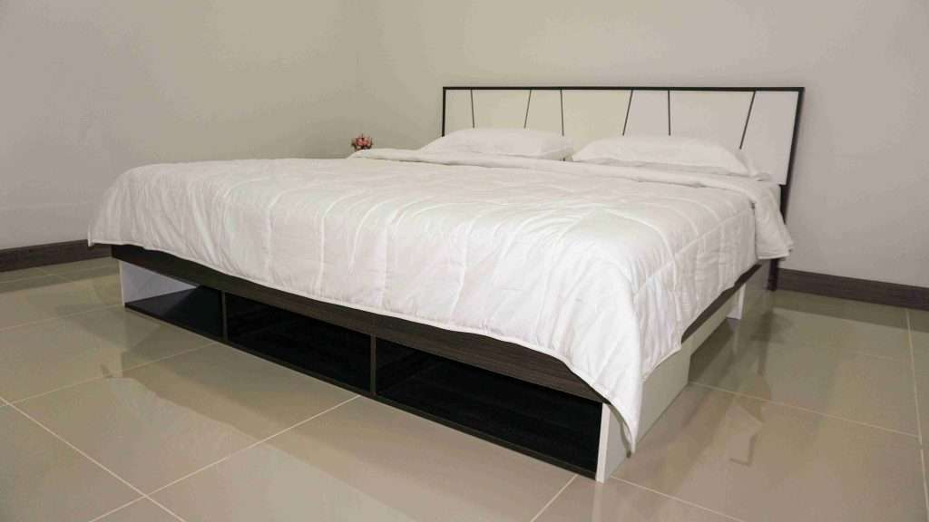 white platform bed frame