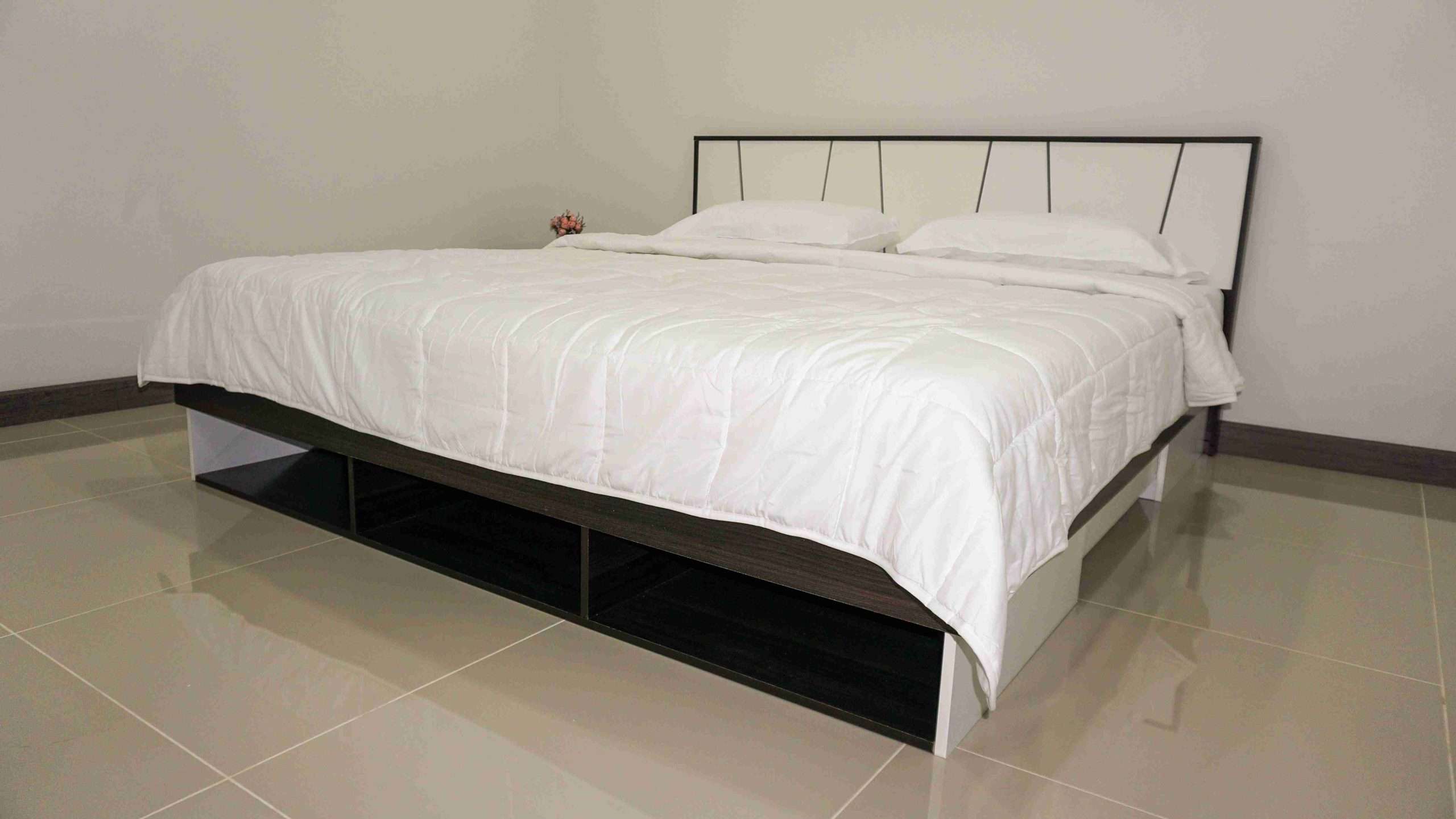 white platform bed frame