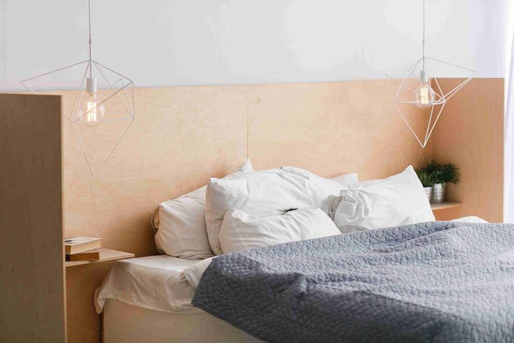 bedroom with white bed