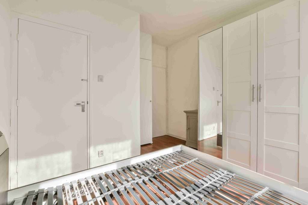 Murphy bed frame in modern bedroom