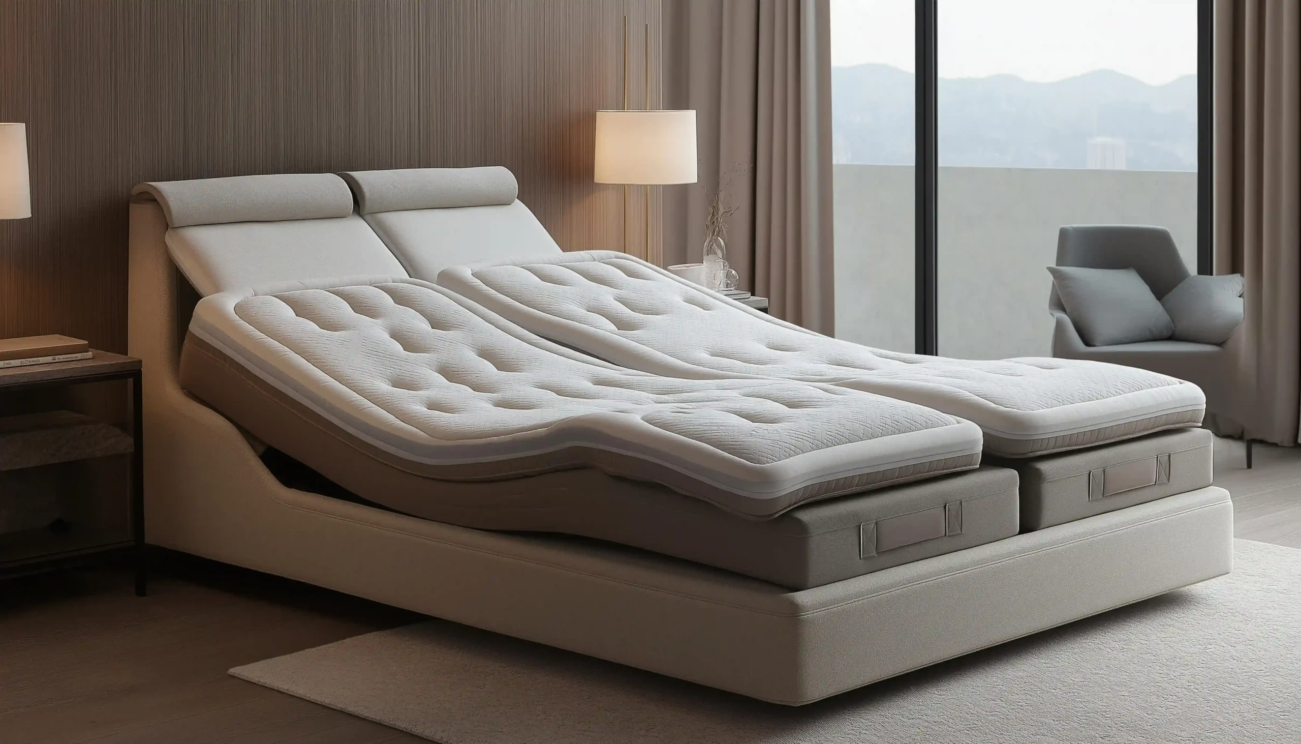electric adjustable bed with raised head section