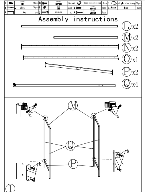 Metal Bed Frame assemble DJ-PK06