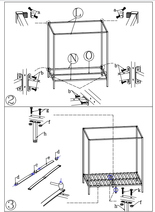 Metal Bed Frame assemble DJ-PK06'