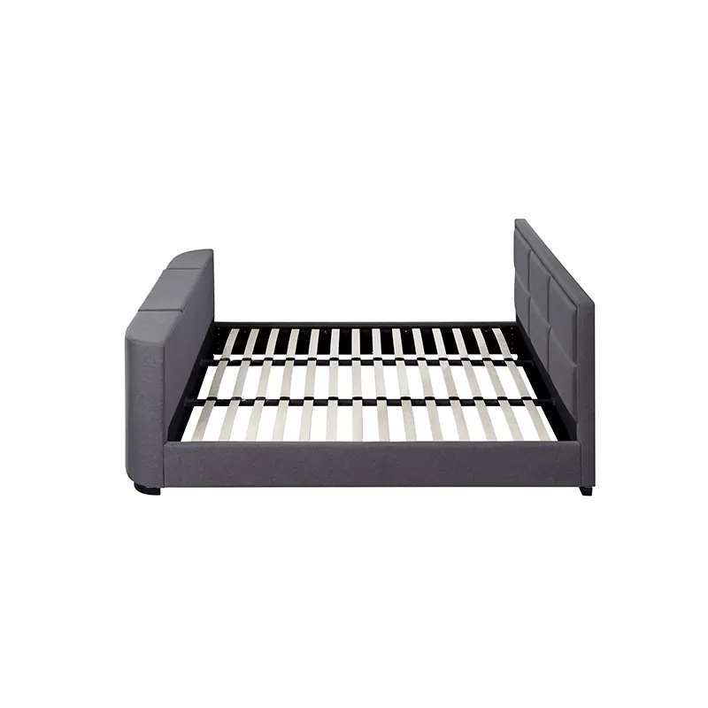black upholstered bed frame